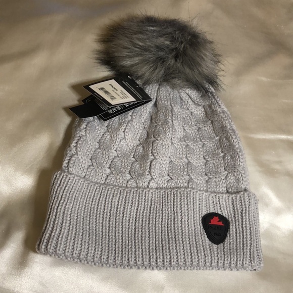 Pajar Ventura Cable Knit Cuffed Hat Color Silver With Pom Pom OS NWT - Picture 6 of 13
